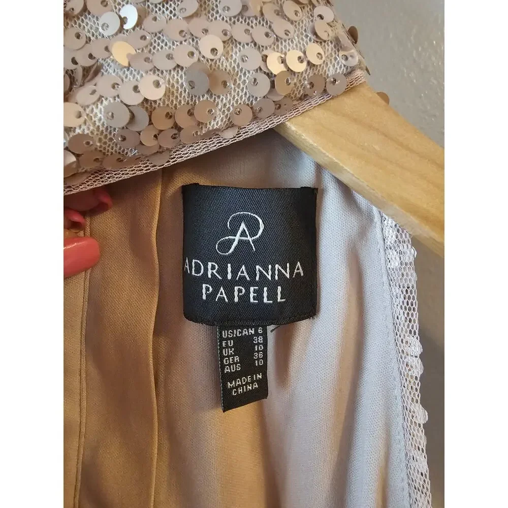 Adrianna Papell sz 6 two piece dress rose gold sequins new with tags gown $199